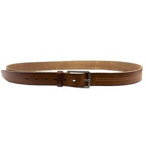 Frye Mens Brown Leather Belt With Silver-Tone Buckle Classic Design Size 48